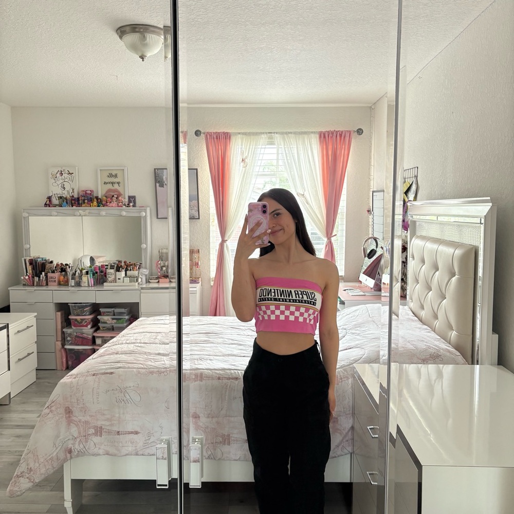 Pink Checkered Tube Top